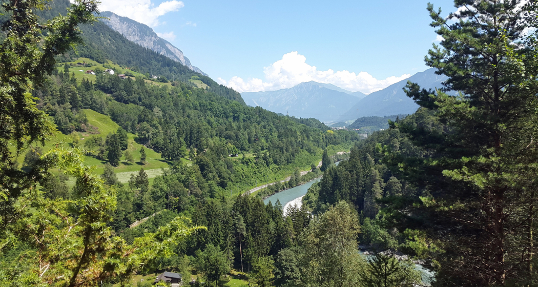 Ausblick auf den Rhein und den Wanderweg Ausblick auf den Rhein und den Wanderweg