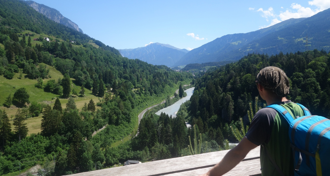 Aussicht auf den Vorderrhein Richtung Reichenau