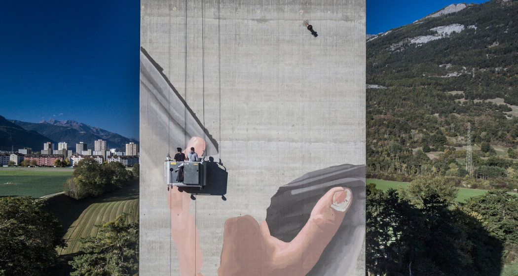 Bei der Arbeit am Mühleturm Bei der Arbeit am Mühleturm