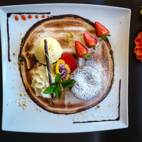 Schokokuchen im Sportrestaurant