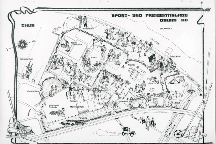 Skizze Sport- und Freizeitanlagen Obere Au 1971